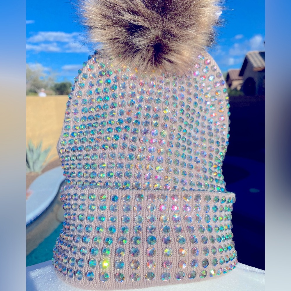 Blush pink and sparkly beanie